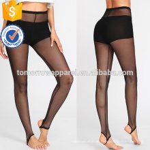 Schwarz Steigbügel Mesh Leggings OEM / ODM Herstellung Großhandel Mode Frauen Bekleidung (TA7025L)